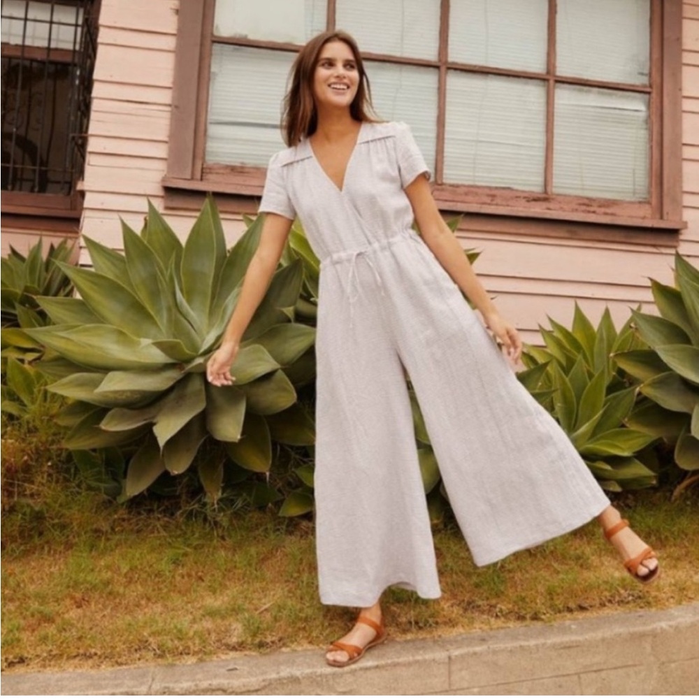 Christy Dawn Dawn Jumpsuit Gingham Plaid Purple White Small